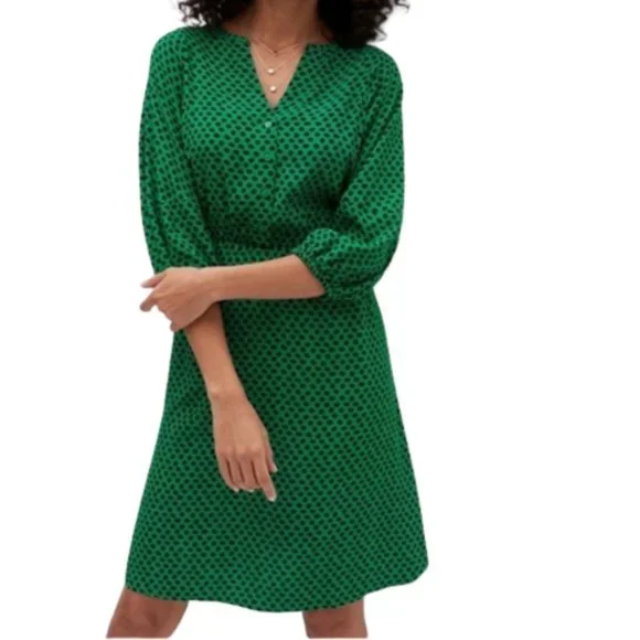 Banana Republic | Dresses | Banana Republic Balloon Sleeve Fit And Flare  Dress Green Sp | Poshmark